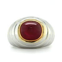 18K White Gold Wide Cabochon Ruby Ring, Long's Jewelers