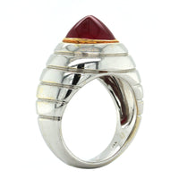 18K White Gold Wide Cabochon Ruby Ring, Long's Jewelers