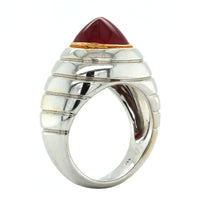 18K White Gold Wide Cabochon Ruby Ring, Long's Jewelers