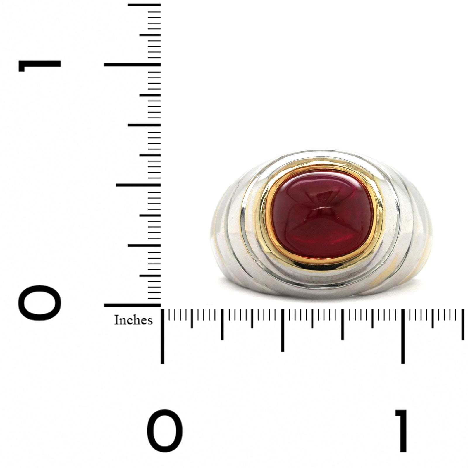 18K White Gold Wide Cabochon Ruby Ring, Long's Jewelers