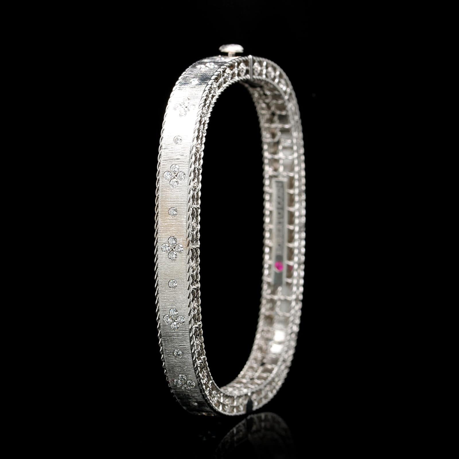 Roberto Coin 18K White Gold Diamond Princess Bangle, White Gold, Long's Jewelers