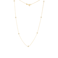 18K Yellow Gold Seven Diamond Station Necklace