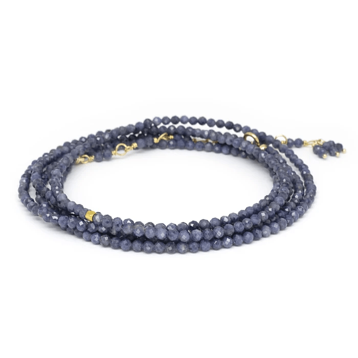 18K Yellow Gold Opaque Blue Sapphire Wrap Bracelet