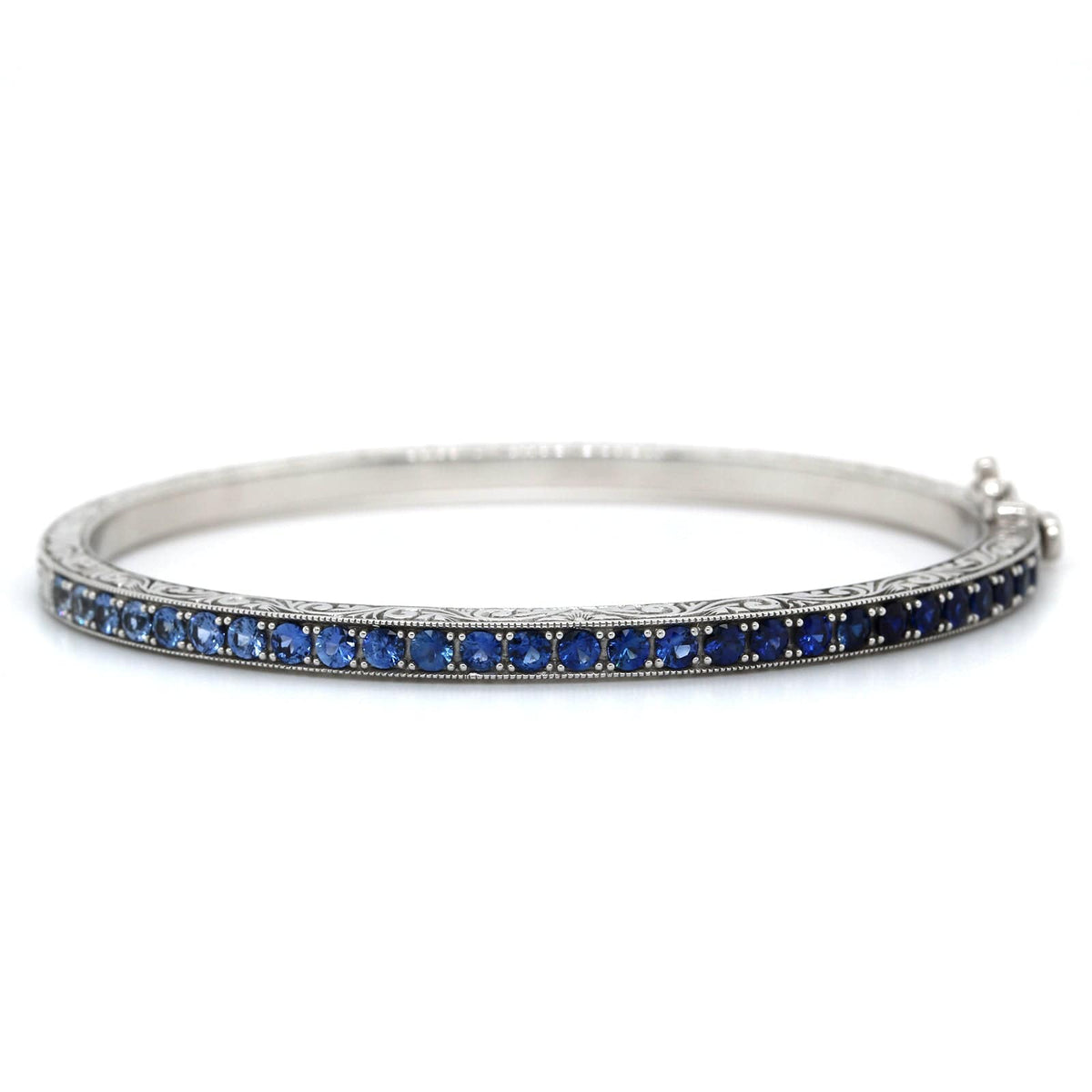 Penny Preville 18K White Gold Ombre Sapphire Bangle Bracelet