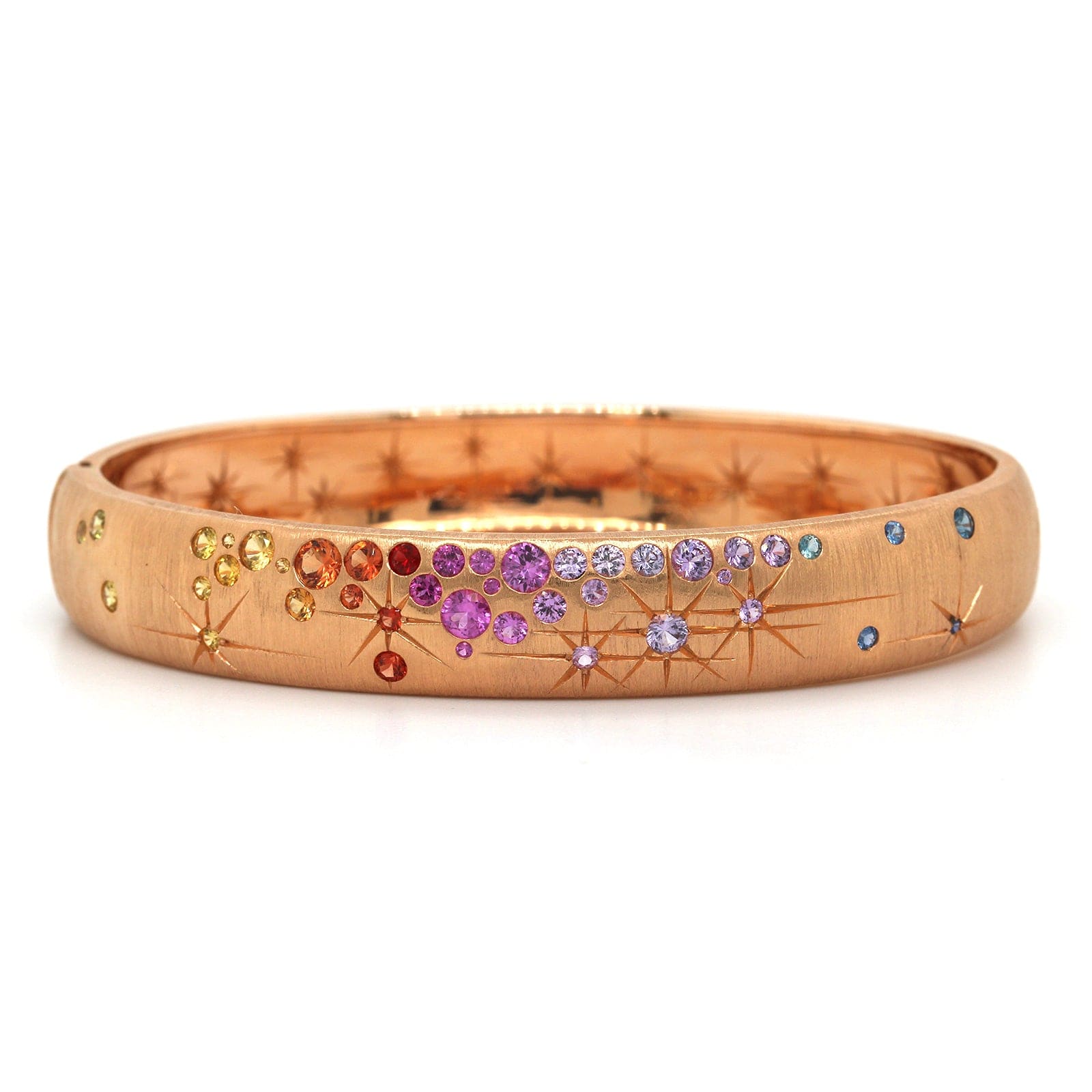 Penny Preville 18K Rose Gold Rainbow Sapphire Galaxy Bangle