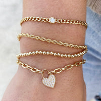 14K Yellow Gold Diamond Small Curb Chain Bracelet