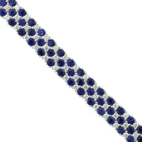 18K White Gold 3 Row Sapphire and Diamond Bracelet