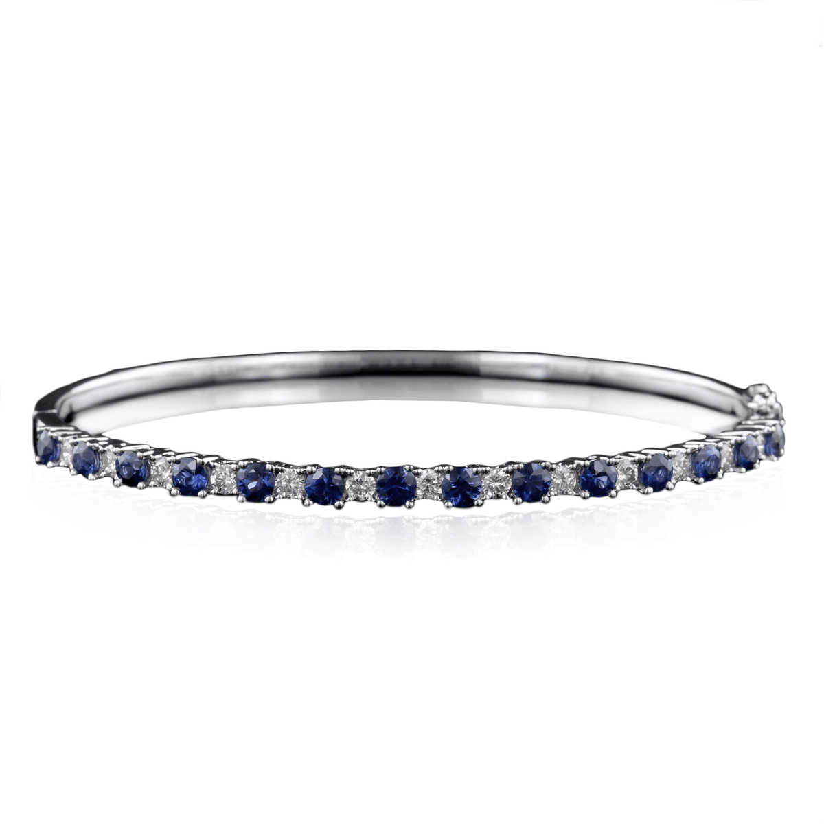18K White Gold Sapphire and Diamond Bangle