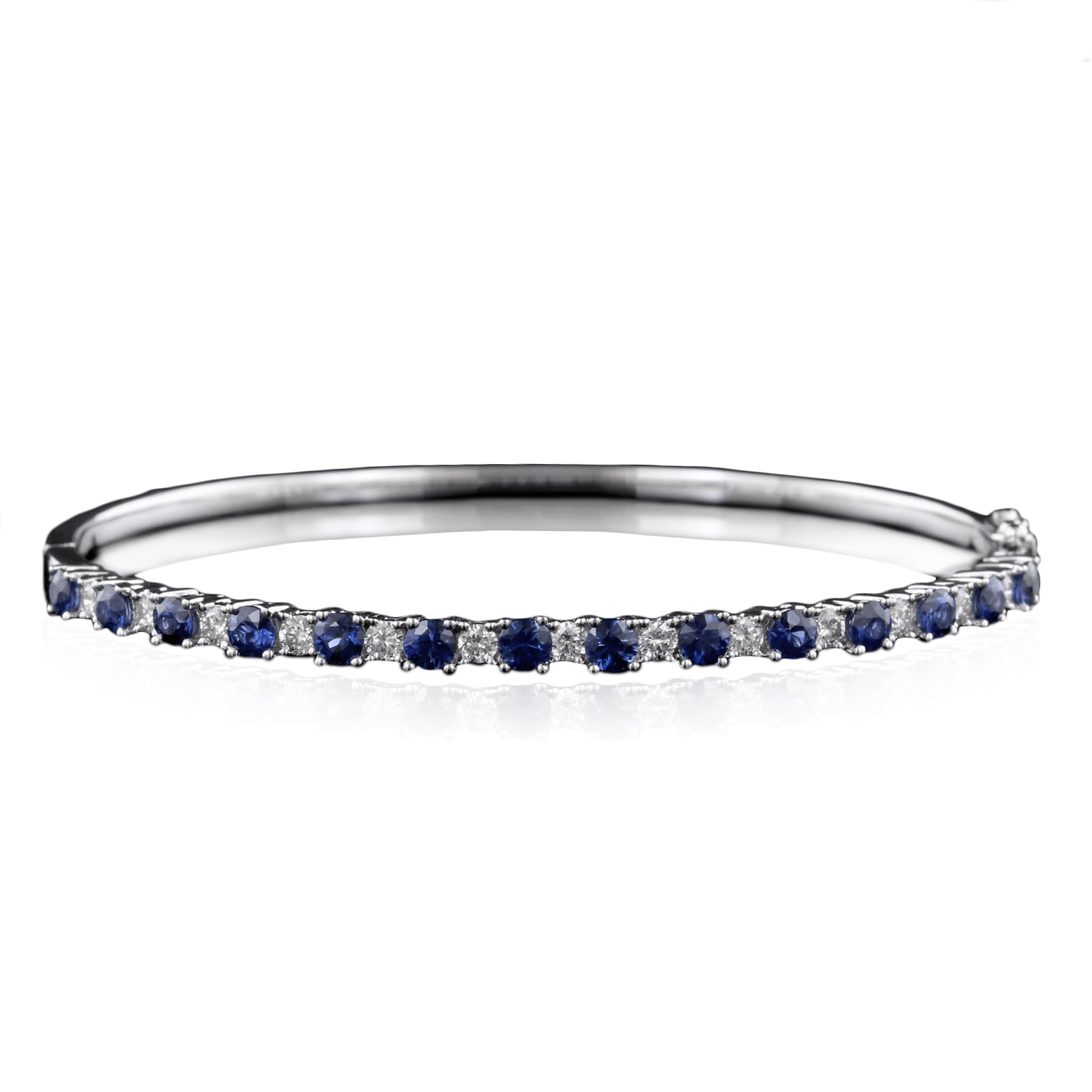 18K White Gold Sapphire and Diamond Bangle