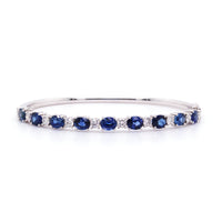 18K White Gold Oval Sapphire and Diamond Bracelet