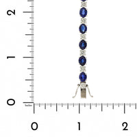 18K White Gold Oval Sapphire and Diamond Tennis Bracelet