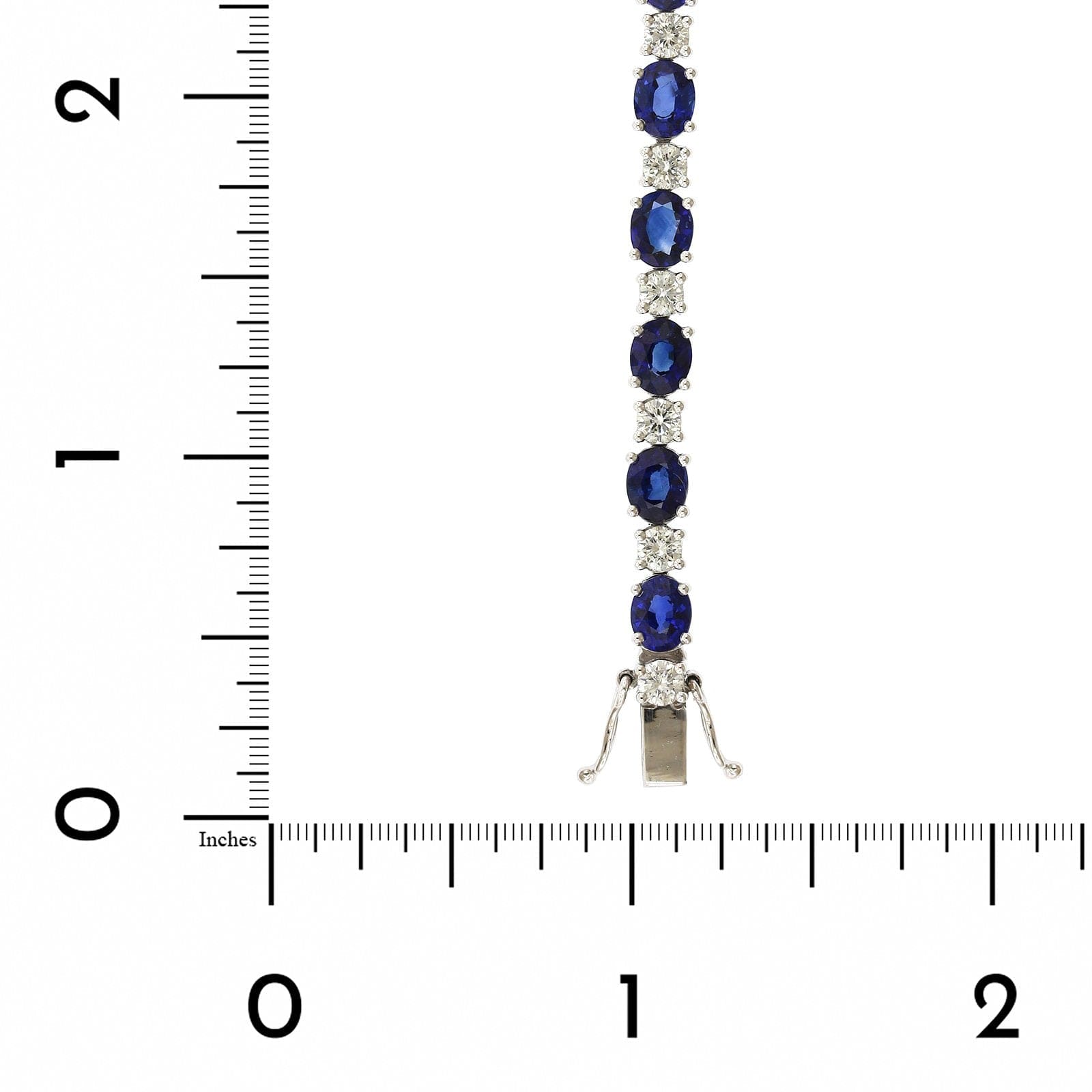 18K White Gold Oval Sapphire and Diamond Tennis Bracelet