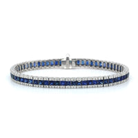 18K White Gold 3 Row Sapphire and Diamond Bracelet, 18k white gold, Long's Jewelers