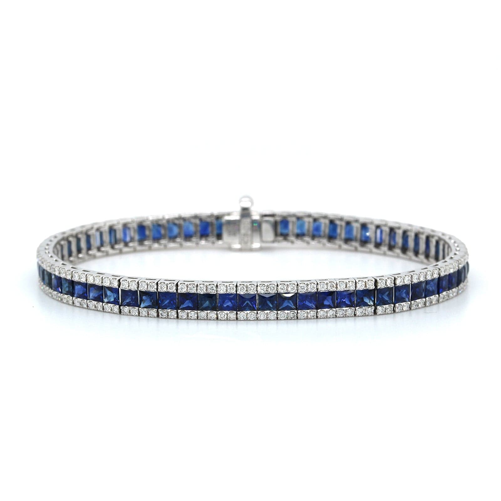 18K White Gold 3 Row Sapphire and Diamond Bracelet, 18k white gold, Long's Jewelers