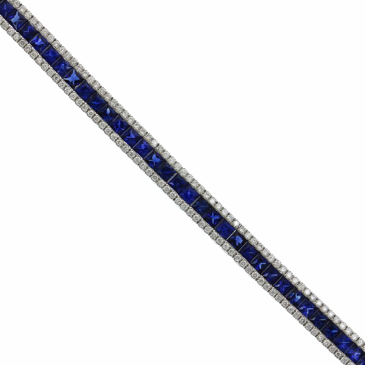 18K White Gold 3 Row Sapphire and Diamond Bracelet, 18k white gold, Long's Jewelers