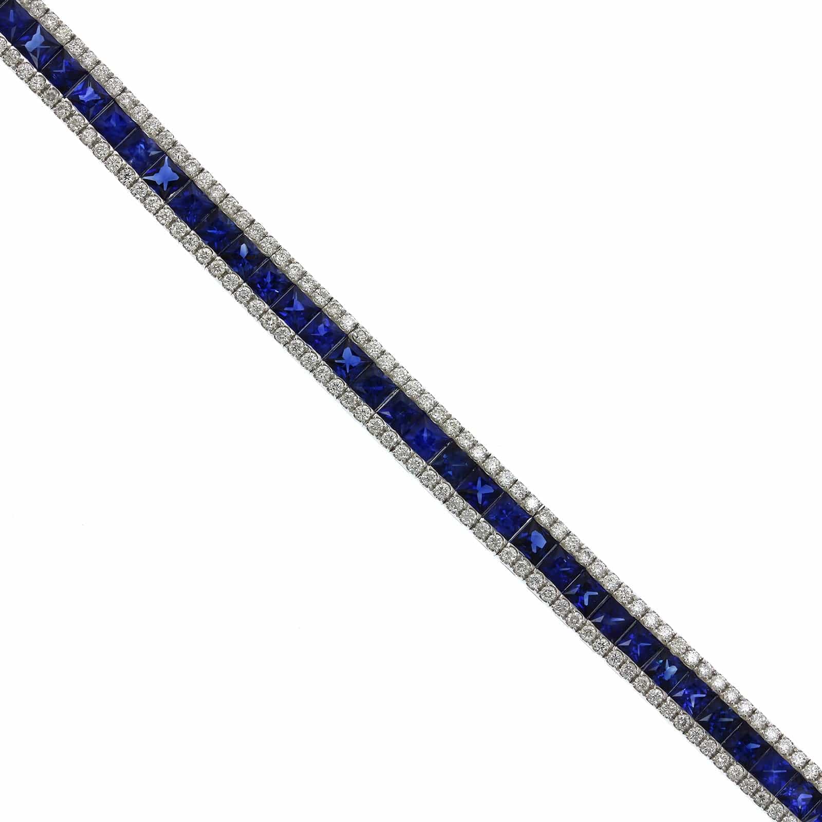 18K White Gold 3 Row Sapphire and Diamond Bracelet, 18k white gold, Long's Jewelers