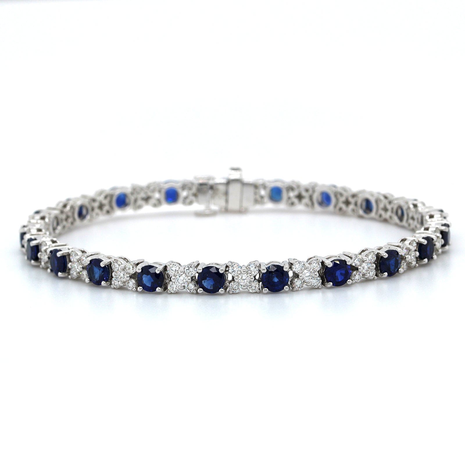 18K White Gold Sapphire X Diamond Bracelet, 18k white gold, Long's Jewelers