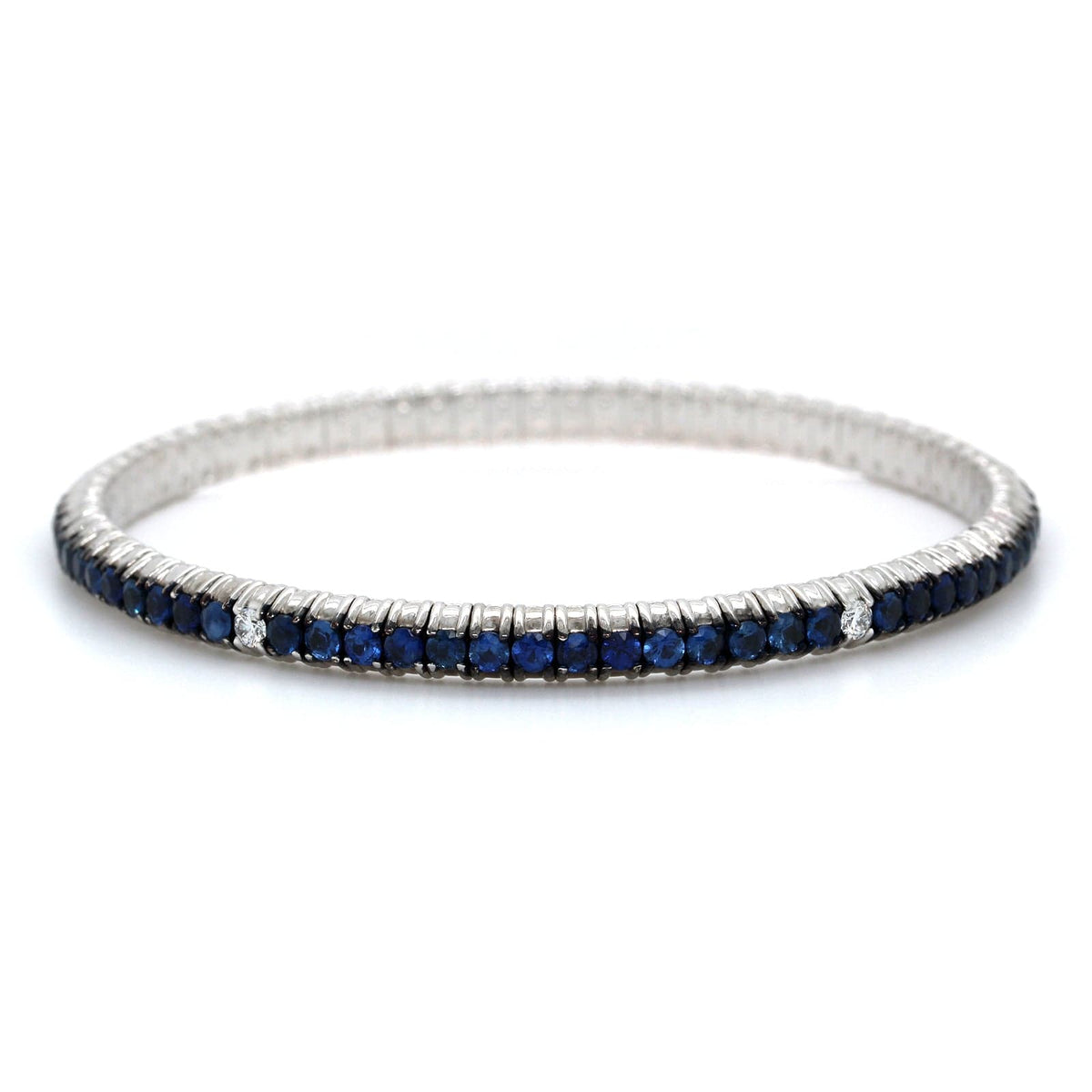 18K White Gold Pave Sapphire Stretch Bracelet