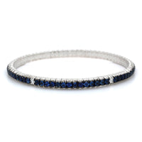 18K White Gold Pave Sapphire Stretch Bracelet