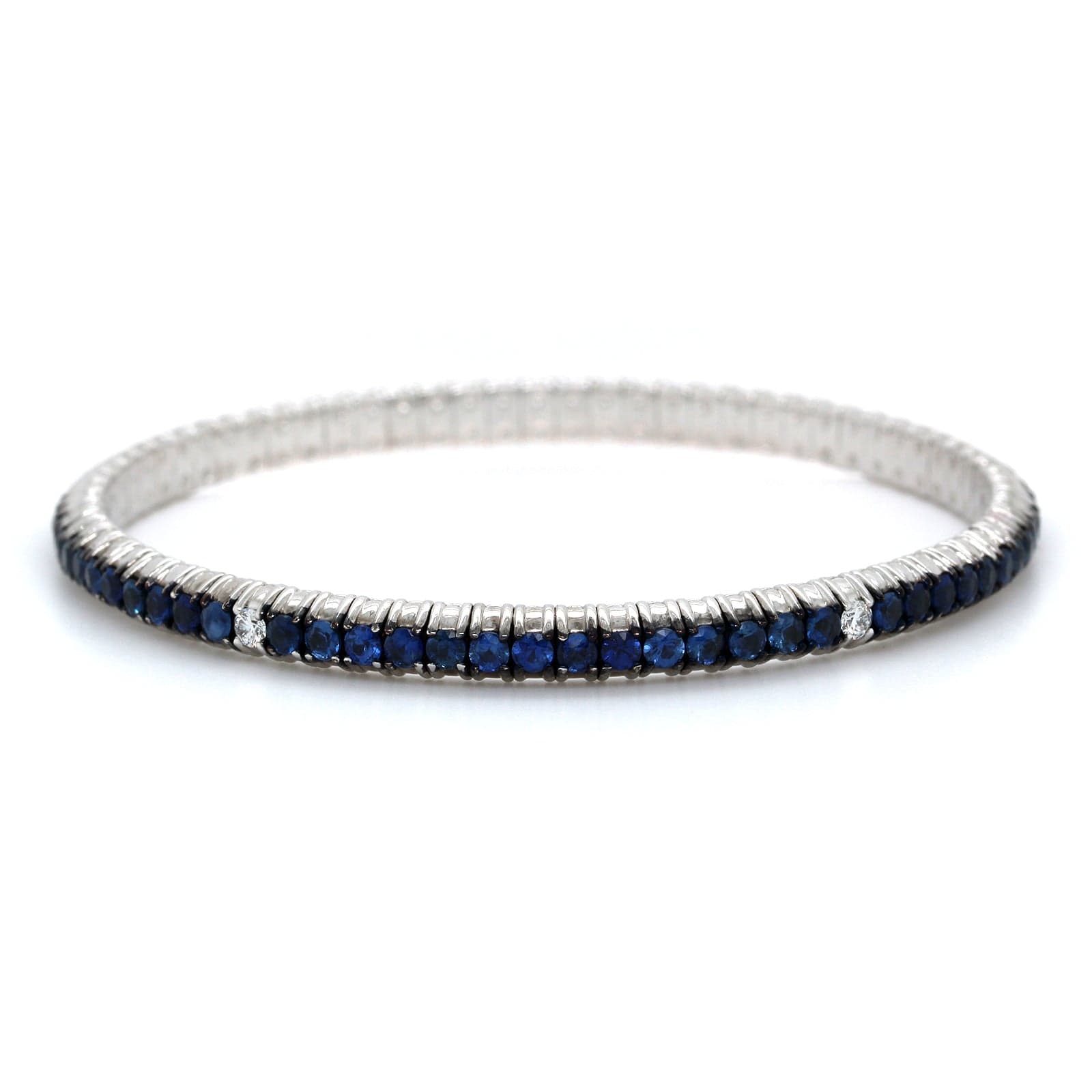 18K White Gold Pave Sapphire Stretch Bracelet