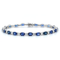 14K White Gold Sapphire and Diamond Tennis Bracelet