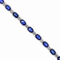 14K White Gold Sapphire and Diamond Tennis Bracelet