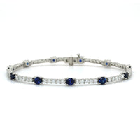 Platinum Sapphire and Diamond Bracelet, Platinum, Long's Jewelers
