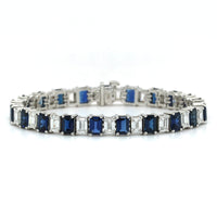 Platinum Sapphire and Diamond Tennis Bracelet