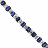 Platinum Sapphire and Diamond Tennis Bracelet