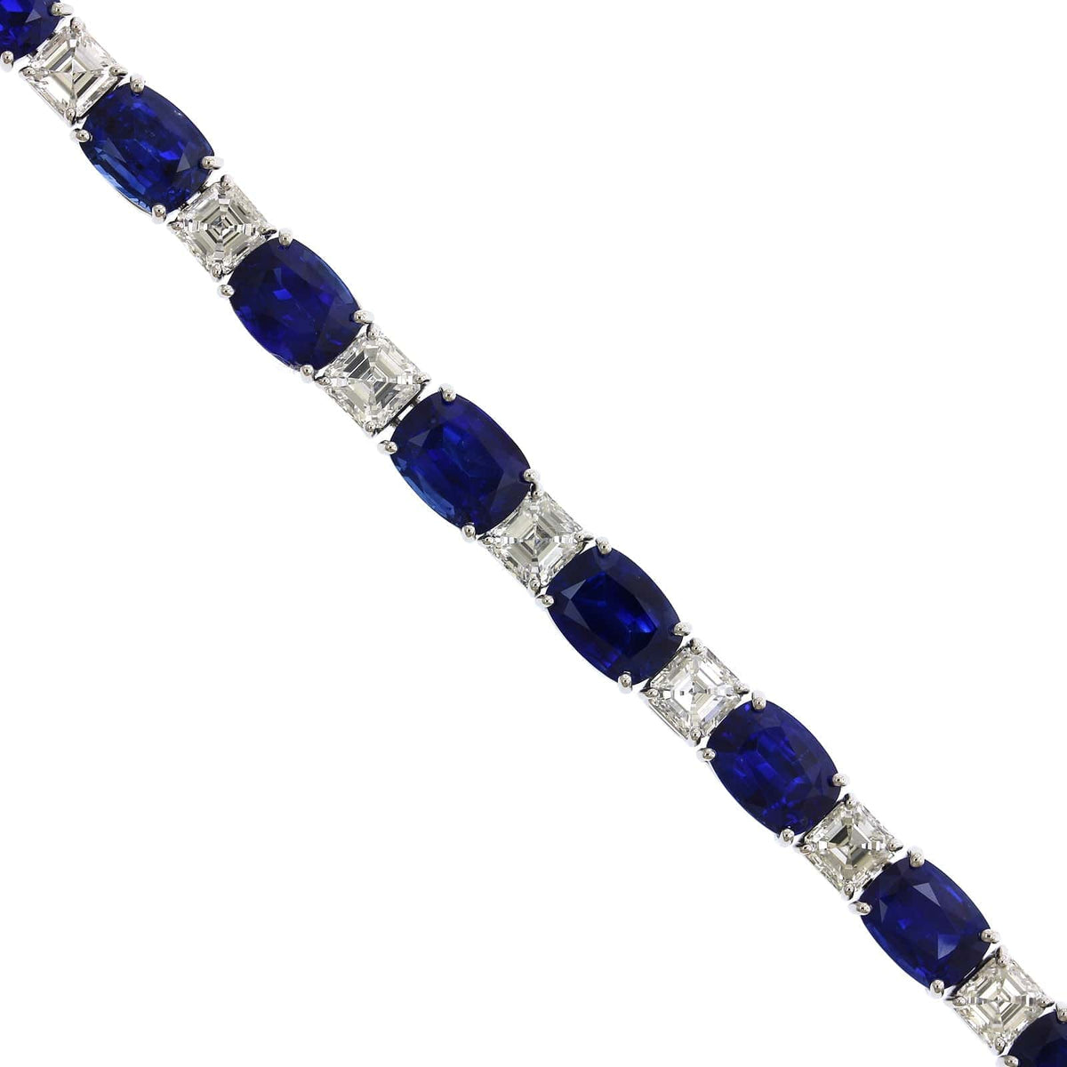 Platinum Cushion Sapphire and Diamond Bracelet, Platinum Long's Jewelry