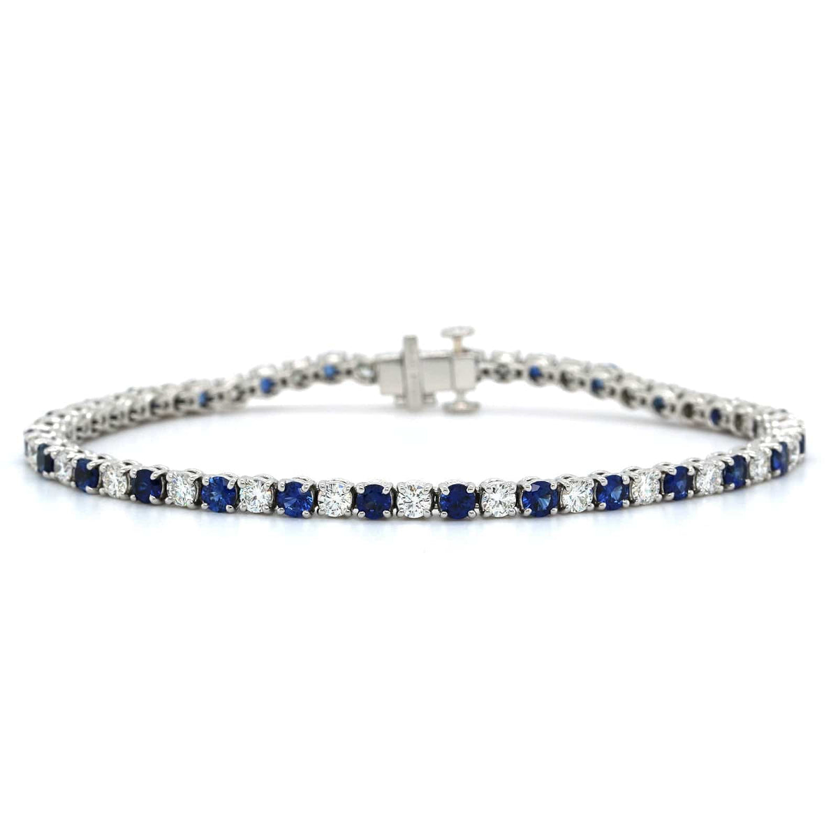Platinum Sapphire and Diamond Tennis Bracelet, Platinum Long's Jewelry