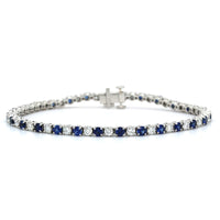 Platinum Sapphire and Diamond Tennis Bracelet, Platinum Long's Jewelry