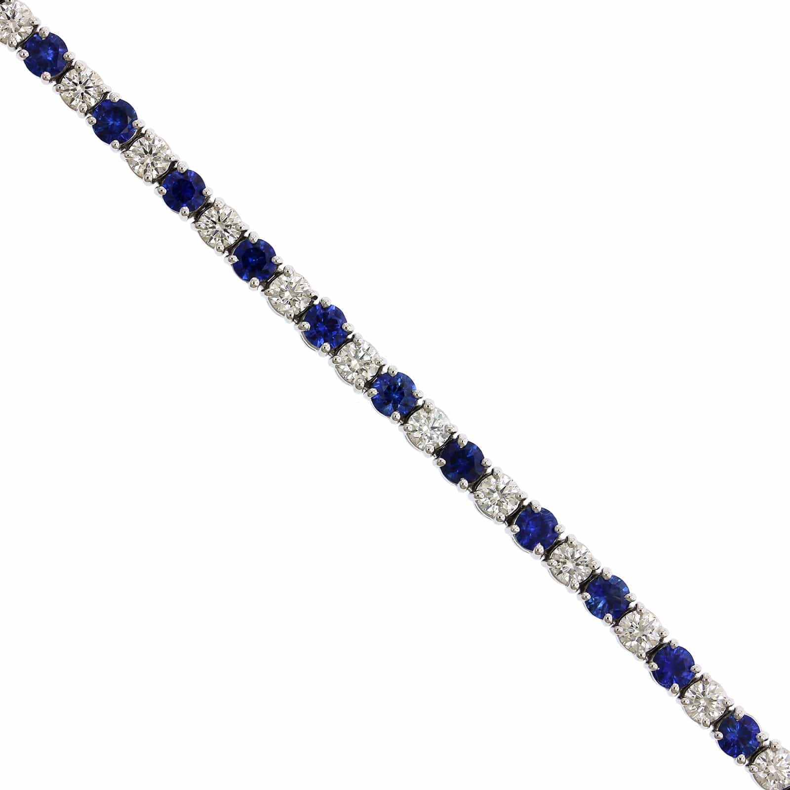 Platinum Sapphire and Diamond Tennis Bracelet, Platinum Long's Jewelry