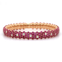 18K Rose Gold Pink Sapphire Stretch Bracelet, Long's Jewelers
