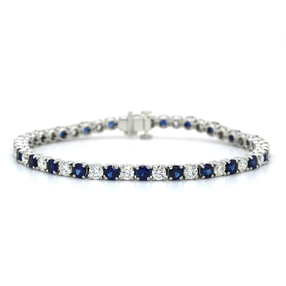 Platinum Sapphire and Diamond Tennis Bracelet