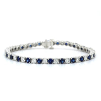 Platinum Sapphire and Diamond Tennis Bracelet