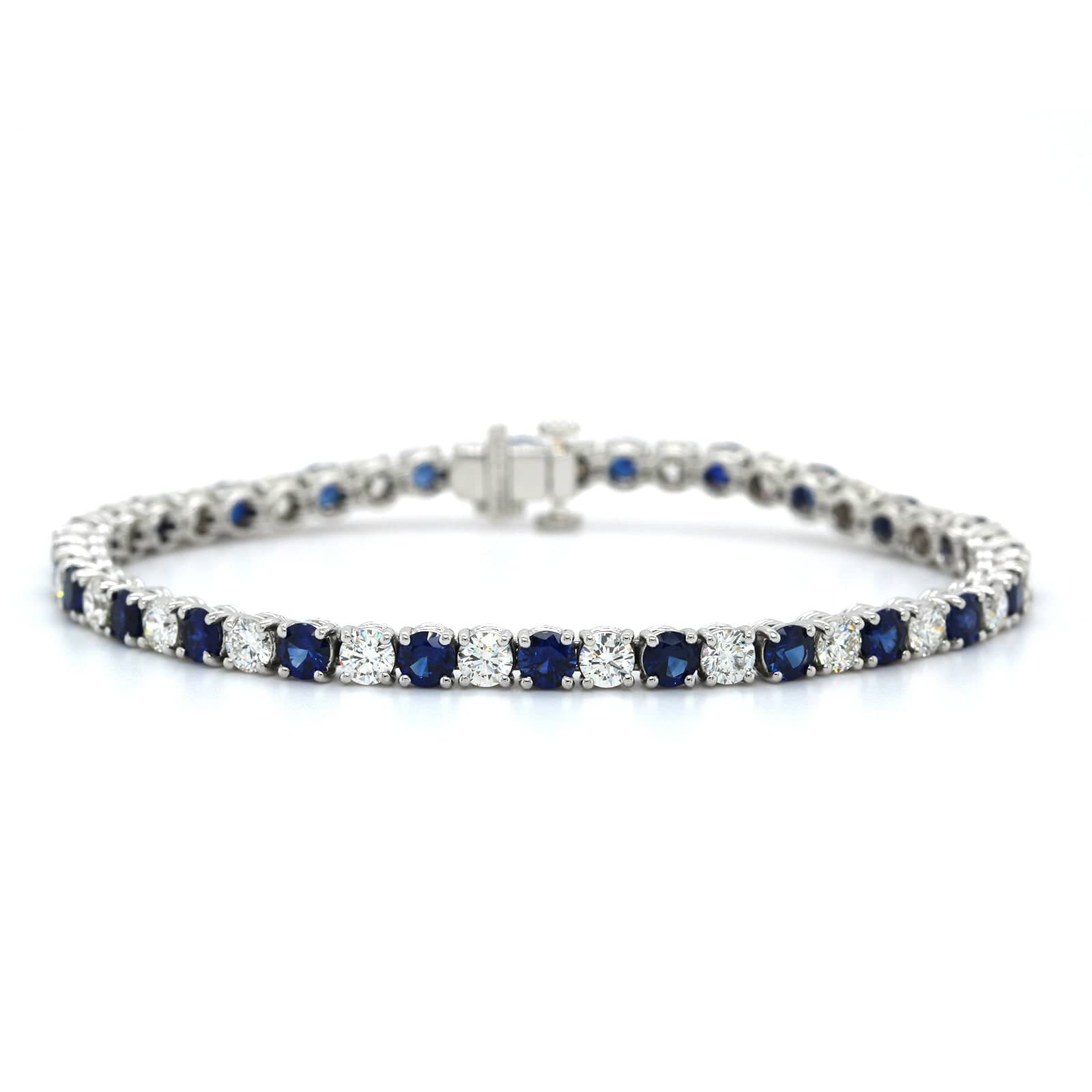 Platinum Sapphire and Diamond Tennis Bracelet