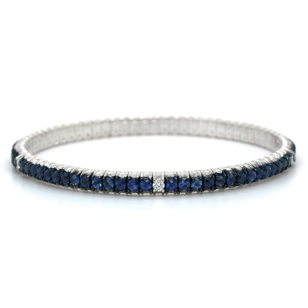 18K White Gold Sapphire Stretch Bracelet, Long's Jewelers