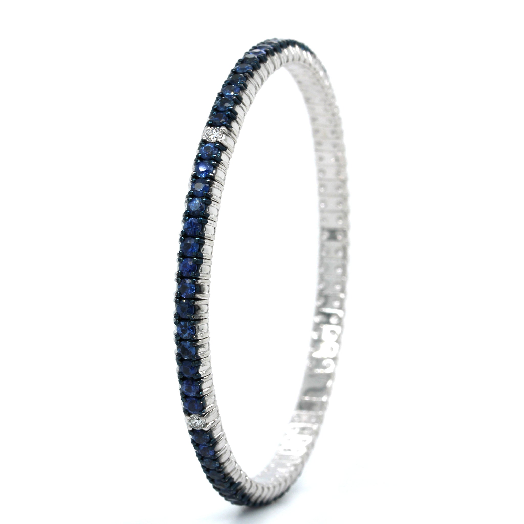 18K White Gold Sapphire Stretch Bracelet, Long's Jewelers