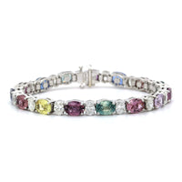 Platinum Multi Color Sapphire and Diamond Bracelet