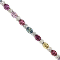 Platinum Multi Color Sapphire and Diamond Bracelet