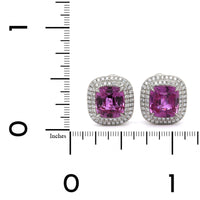 Platinum Cushion Pink Sapphire Double Diamond Halo Earrings