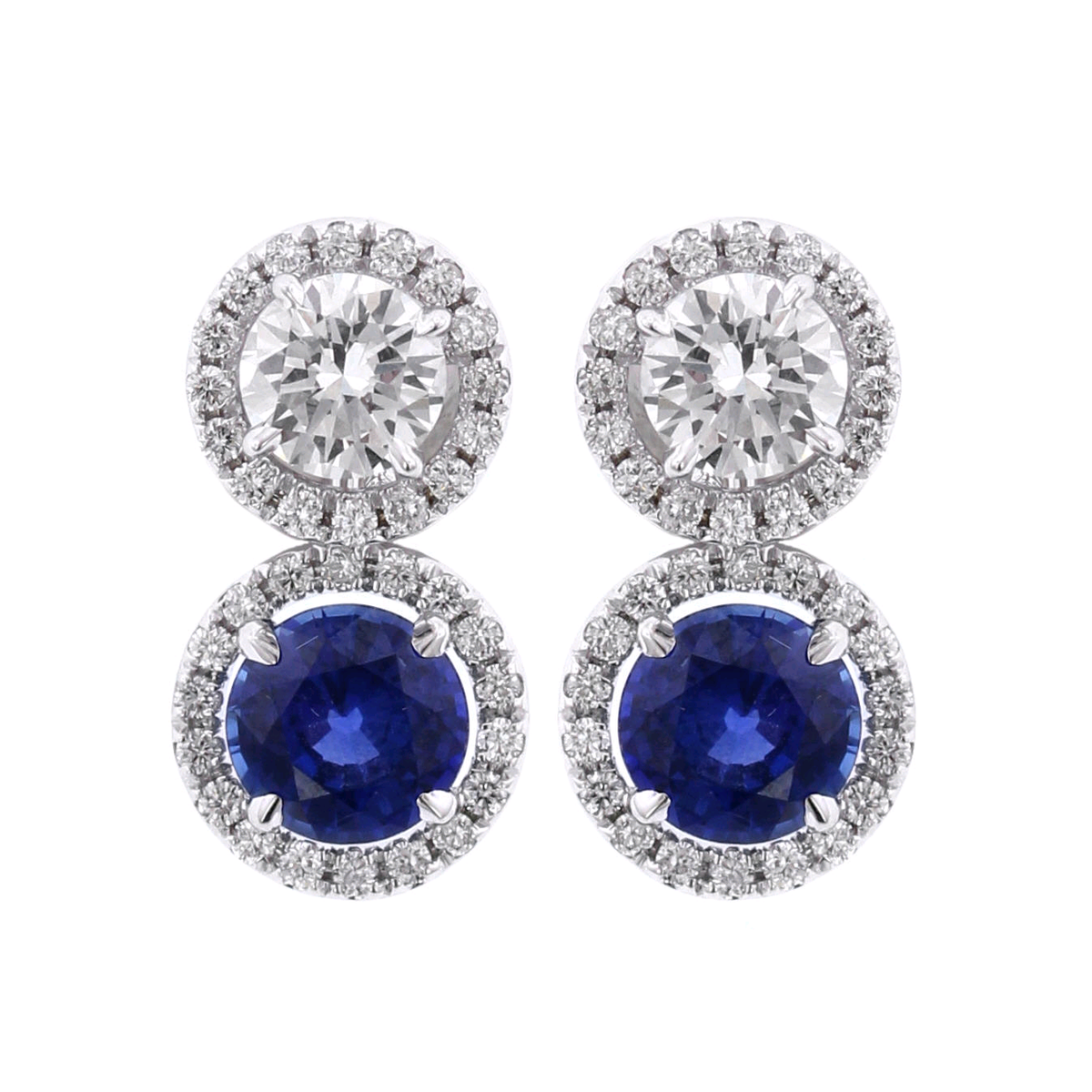 18K White Gold Convertible Sapphire Earrings
