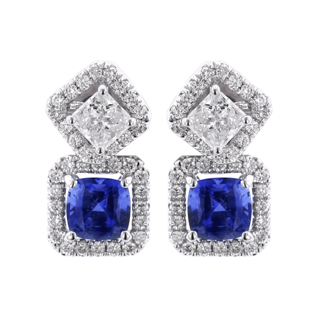 18K White Gold Convertible Sapphire Earrings