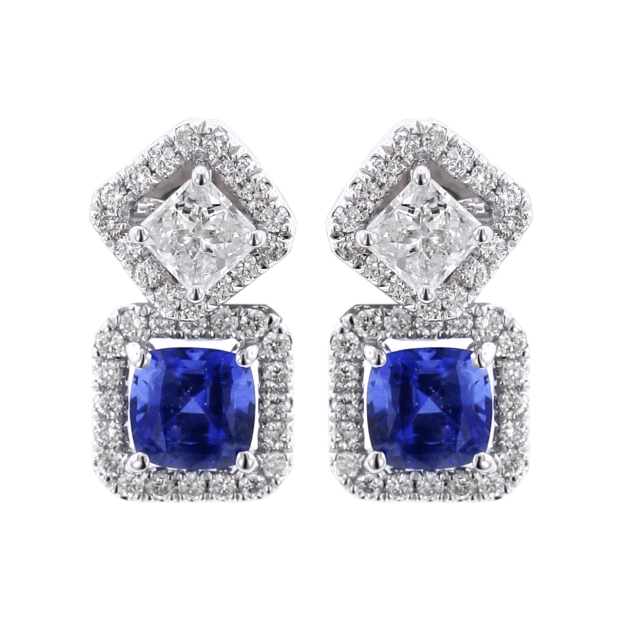 18K White Gold Convertible Sapphire Earrings