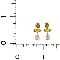 18K Yellow Gold Sapphire 3 Stone Drop Earrings