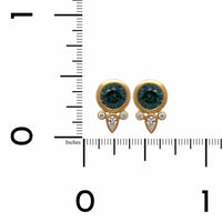 18K Yellow Gold Montana Sapphire Stud Earrings with Diamonds