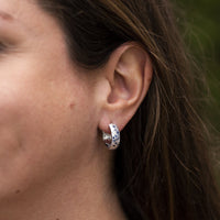 Penny Preville 18K White Gold Diamond Sapphire Huggie Earrings