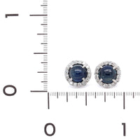 18K White Gold Sapphire Diamond Halo Stud Earrings