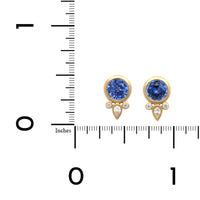 18K Yellow Gold Bezel Set Ceylon Blue Sapphire Stud Earrings